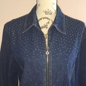CATHY DANIELS STUDDED DENIM ZIP JACKET